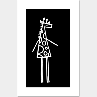 White line Giraffe Posters and Art